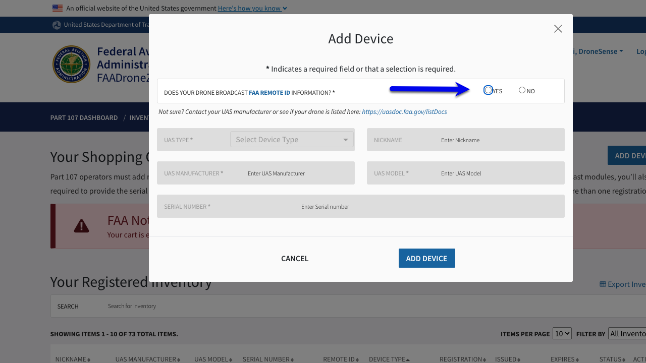 FAA Registration – DroneSense Support