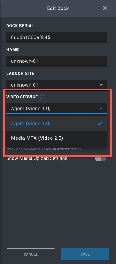 Current Video Service Settings