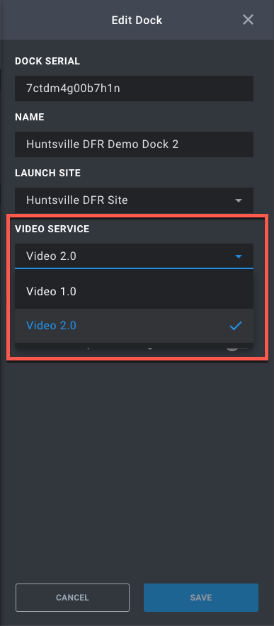 Previous Video Service Settings