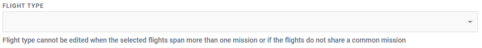 Error message when selecting flights across multiple missions
