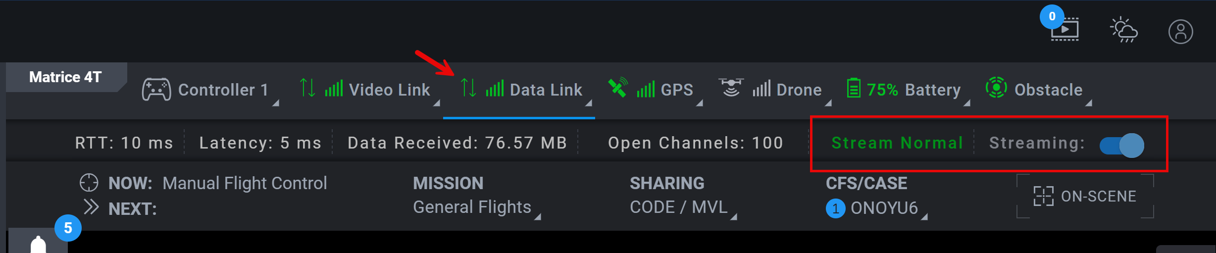 Mission Streaming Status and Control