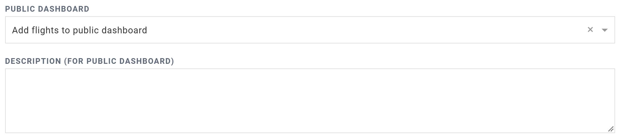 Add flights to public dashboard option with Description